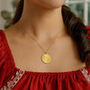 14K Yellow Gold Radiating Circle Necklace, view 3