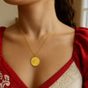 14K Yellow Gold Radiating Circle Necklace, view 4