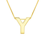 14K Yellow Gold Yours Truly Block Letter Initial Y Necklace, view 2