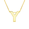 14K Yellow Gold Yours Truly Block Letter Initial Y Necklace, view 2