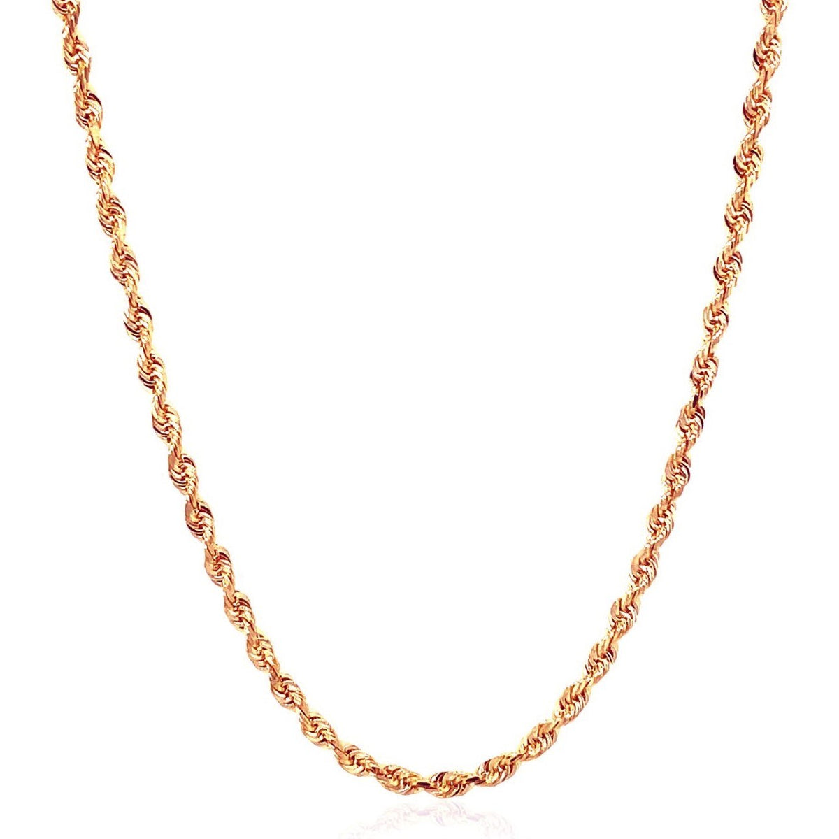 14k Rose Gold Solid Diamond Cut Rope Chain (4.00 mm), view 4