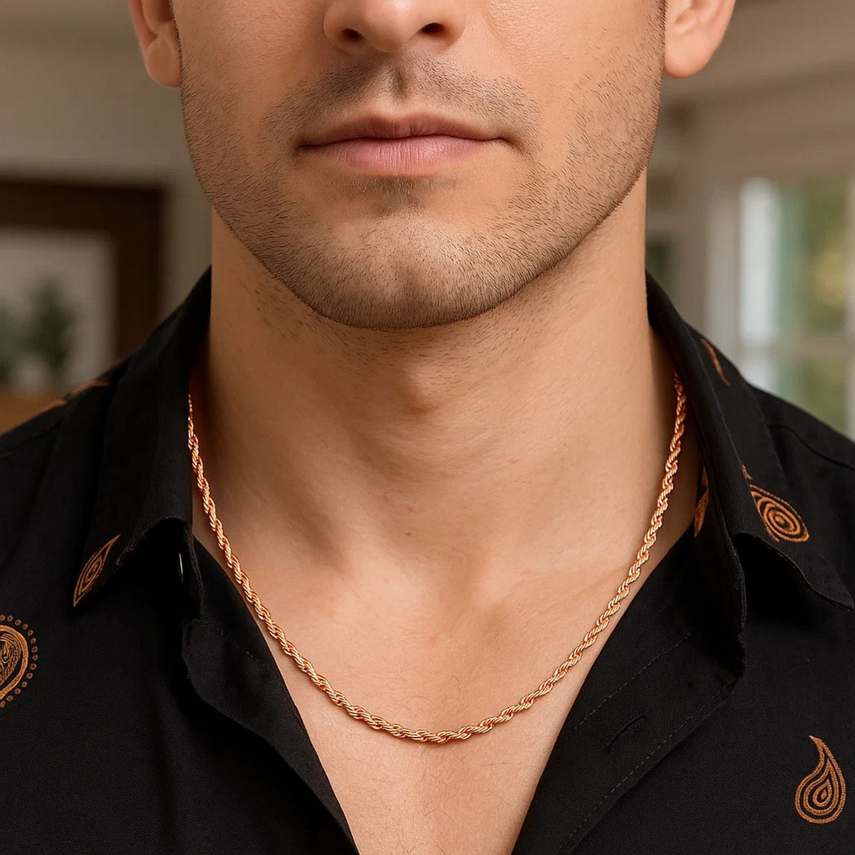 14k Rose Gold Solid Diamond Cut Rope Chain (4.00 mm), view 6