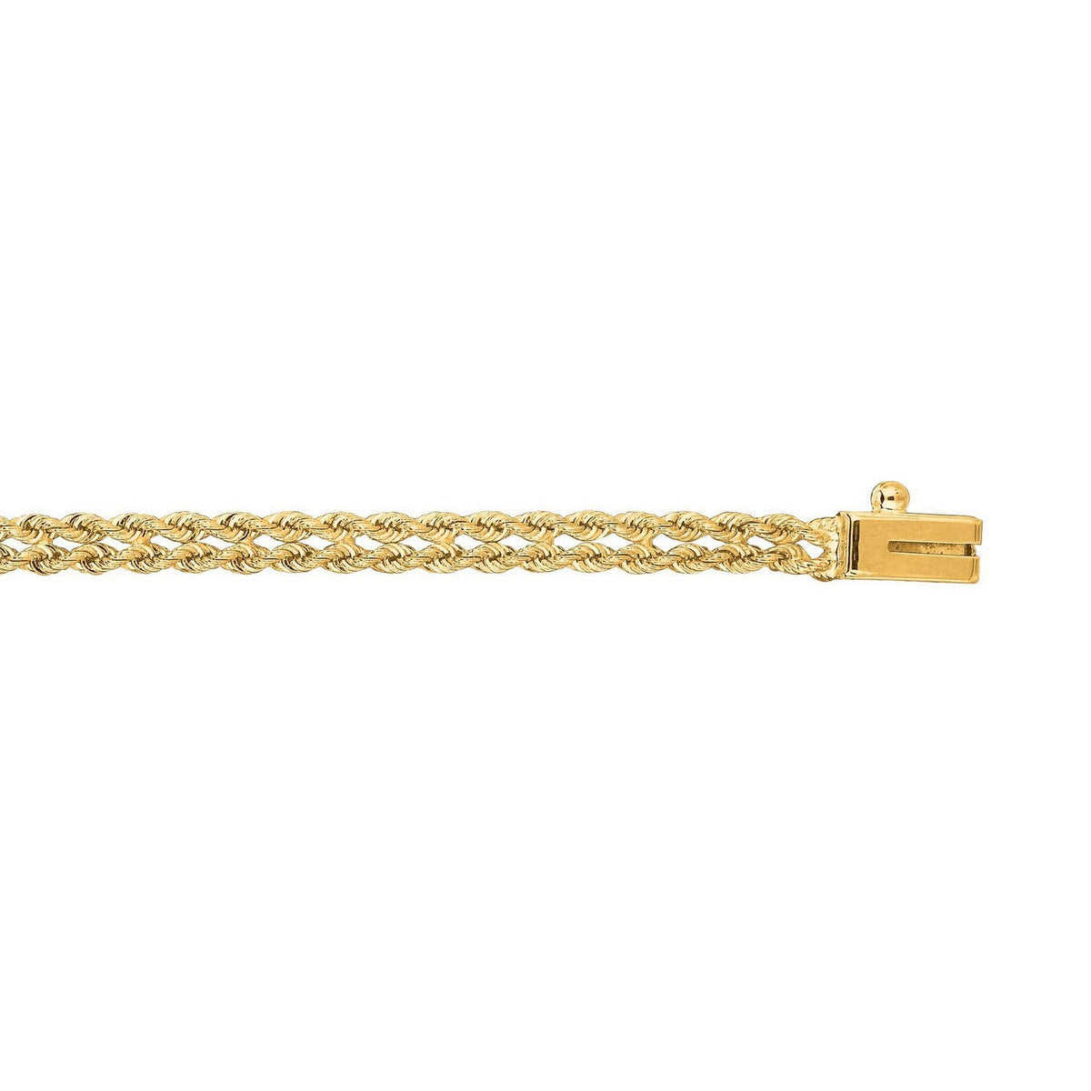 14K Yellow Gold Two Row Rope Bracelet (3.40 mm), view 2