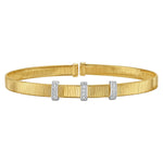 14K Yellow Gold Diamond Station Omega Cuff Bangle, view 2