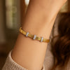 14K Yellow Gold Diamond Station Omega Cuff Bangle, view 4