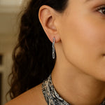 Sterling Silver Four Link Paperclip Dangle Earrings, view 3