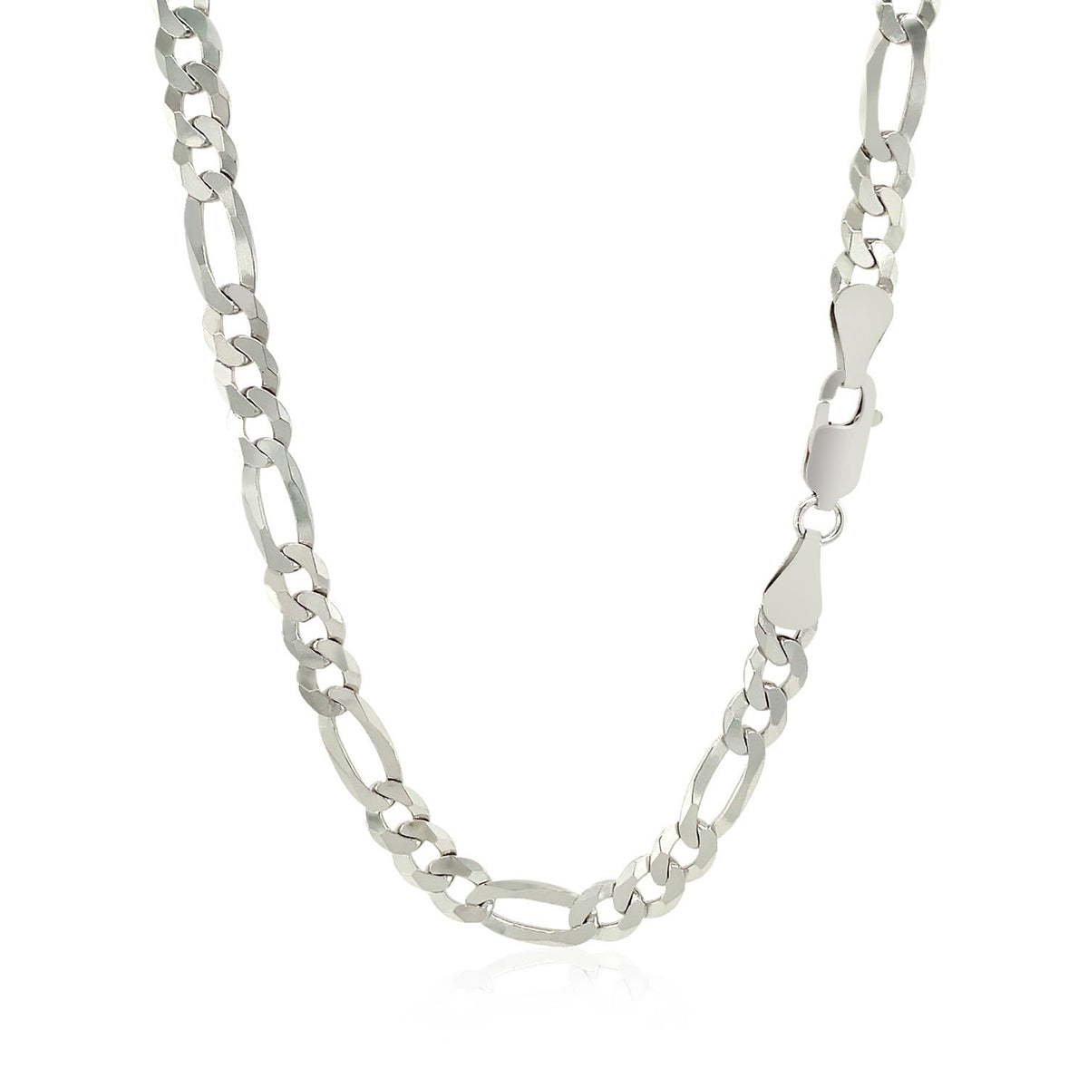 Rhodium Plated Sterling Silver Figaro Style Chain (5.40 mm), view 3