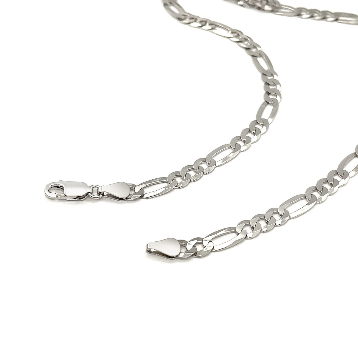 Rhodium Plated Sterling Silver Figaro Style Chain (5.40 mm), view 4