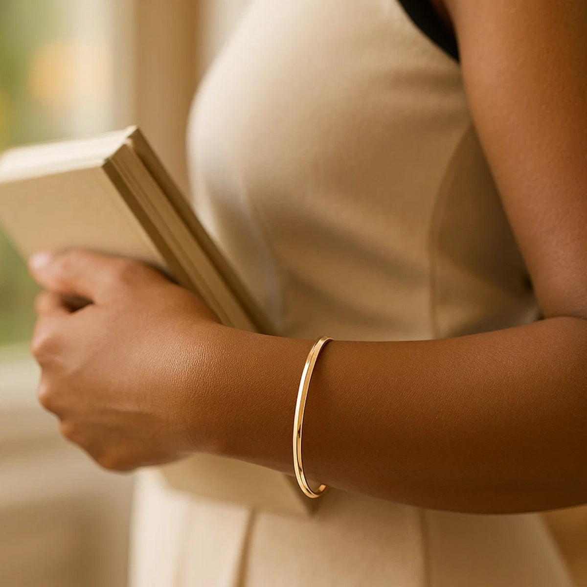 14K Yellow Gold Knife Edge Bangle, view 6