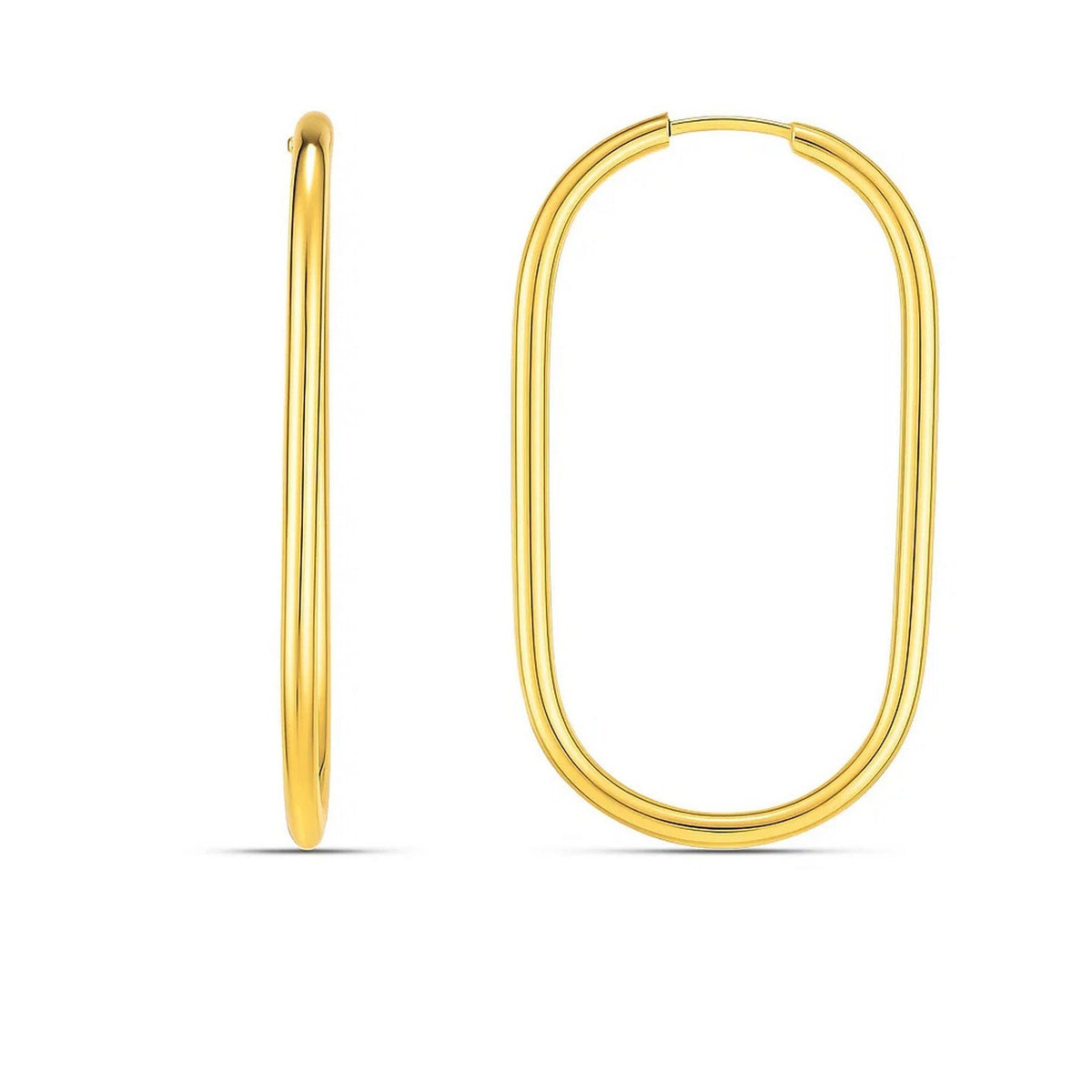 14K Yellow Gold Endless Large Paperclip Hoop Earrings