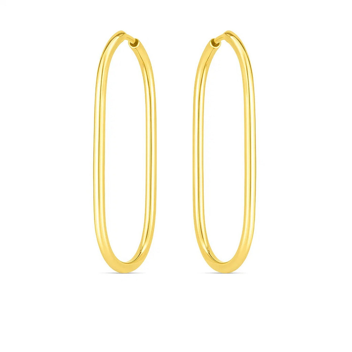 14K Yellow Gold Endless Large Paperclip Hoop Earrings, view 2