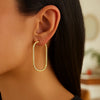 14K Yellow Gold Endless Large Paperclip Hoop Earrings, view 3