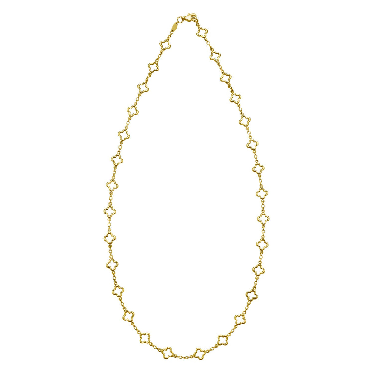 14K Yellow Gold Clover Link Necklace (7.00 mm), view 2