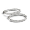 14k White Gold Diamond Hoop Double Sided Three Row Earrings (2 cttw)