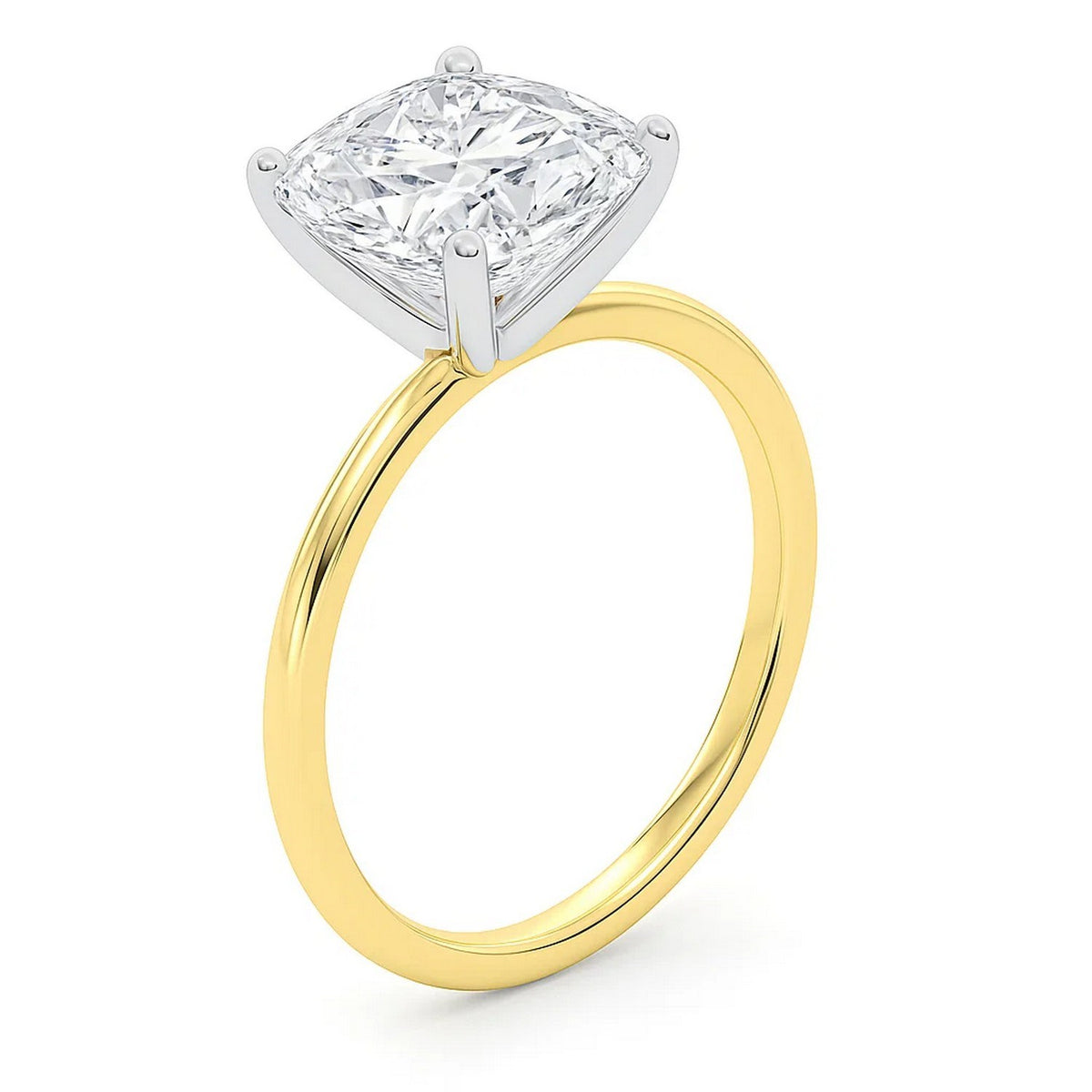 5 Carat Cushion Lab Grown IGI G/VS1 Diamond Solitaire Ring in 10K Yellow Gold, view 2