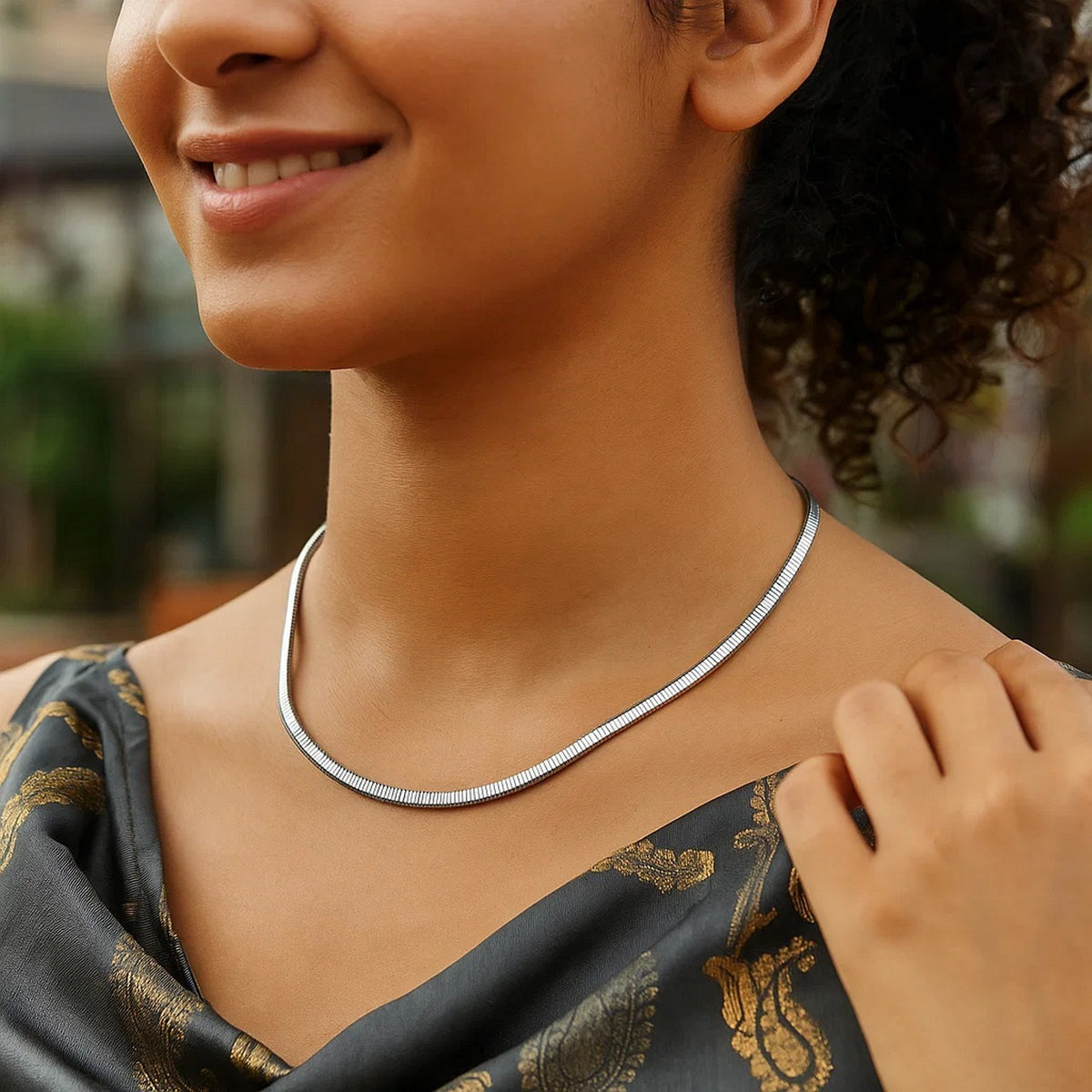 Sterling Silver Cubogas Chain Necklace, view 3