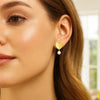 Heart and Pearl Drop Stud Earrings in 14K Yellow Gold, view 4