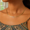 14K Yellow Gold Omega Diamond Bar Necklace, view 2