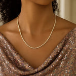14K Two Tone Gold Diamon Oro Tennis Necklace (2.40 mm), view 5