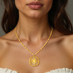 14K Yellow Gold Necklace with Compass Pendant, view 3