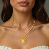 14K Yellow Gold Necklace with Compass Pendant, view 3