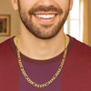 14K Two tone Gold Solid Pave Figaro Chain (5.90 mm)
