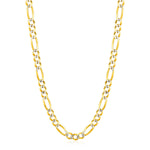 14K Two tone Gold Solid Pave Figaro Chain (5.90 mm)