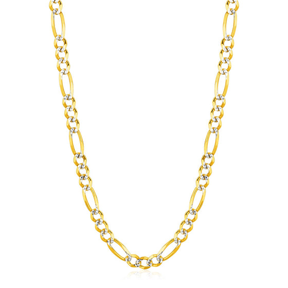 14K Yellow Gold Solid Pave Figaro Chain (5.90 mm)