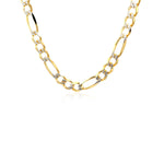 14K Two tone Gold Solid Pave Figaro Chain (5.90 mm), view 2
