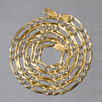 14K Two tone Gold Solid Pave Figaro Chain (5.90 mm), view 5