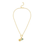 Sterling Silver Gold Plated Sunflower Cubic Zirconia Charm Necklace, view 2