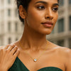 14K Yellow Gold White Topaz Heart Necklace (1.50 mm), view 3