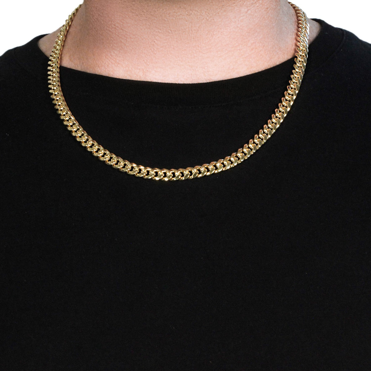 7.25mm 10k Yellow Gold Semi Solid Miami Cuban Chain, view 12