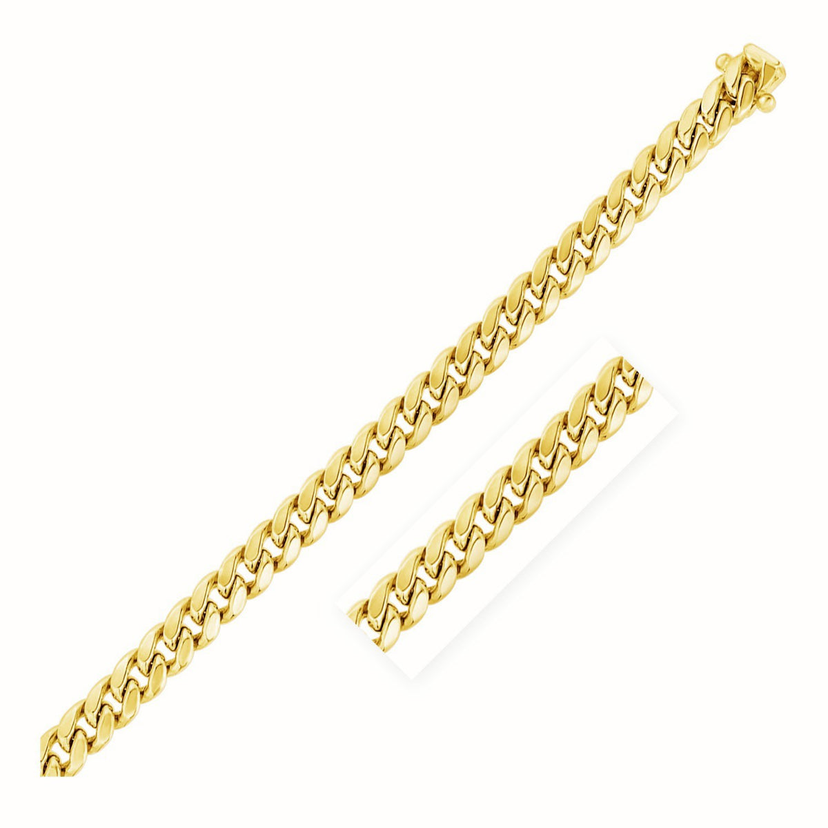 7.25mm 10k Yellow Gold Semi Solid Miami Cuban Chain, view 24