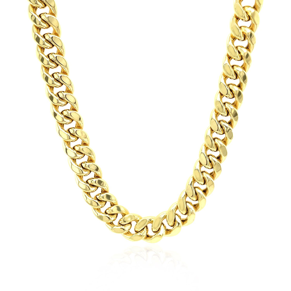 7.25mm 10k Yellow Gold Semi Solid Miami Cuban Chain, view 28