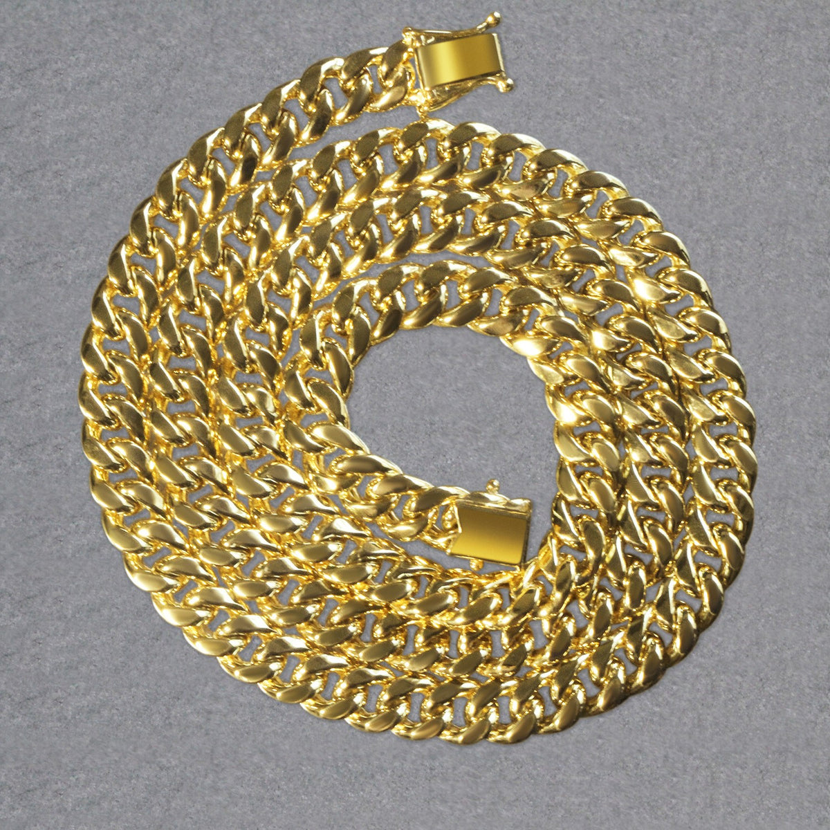 7.25mm 10k Yellow Gold Semi Solid Miami Cuban Chain, view 6