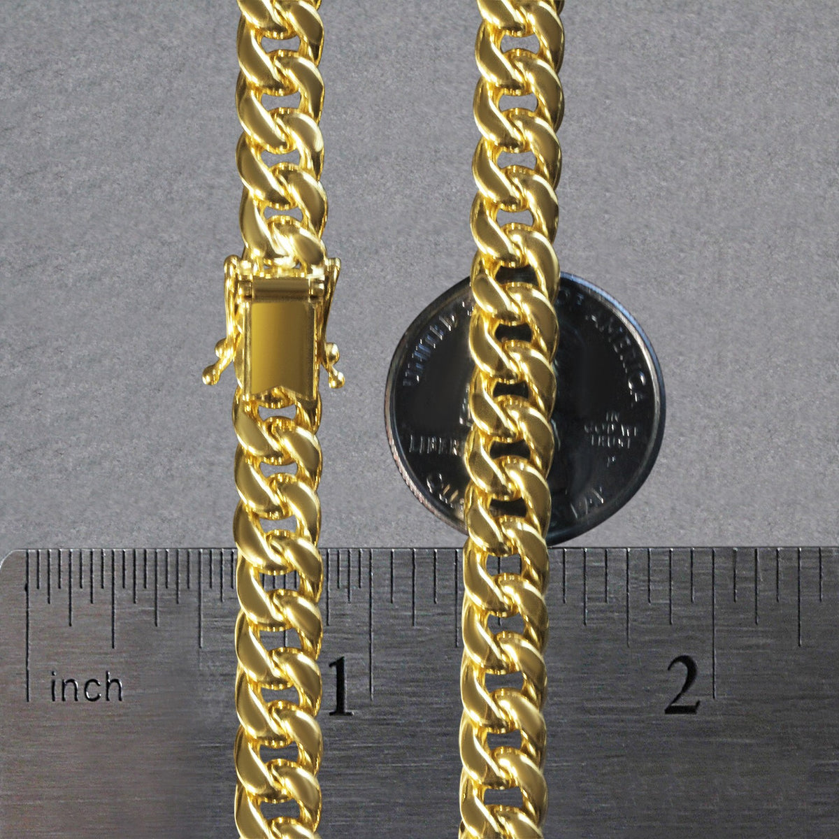 7.25mm 10k Yellow Gold Semi Solid Miami Cuban Chain, view 25