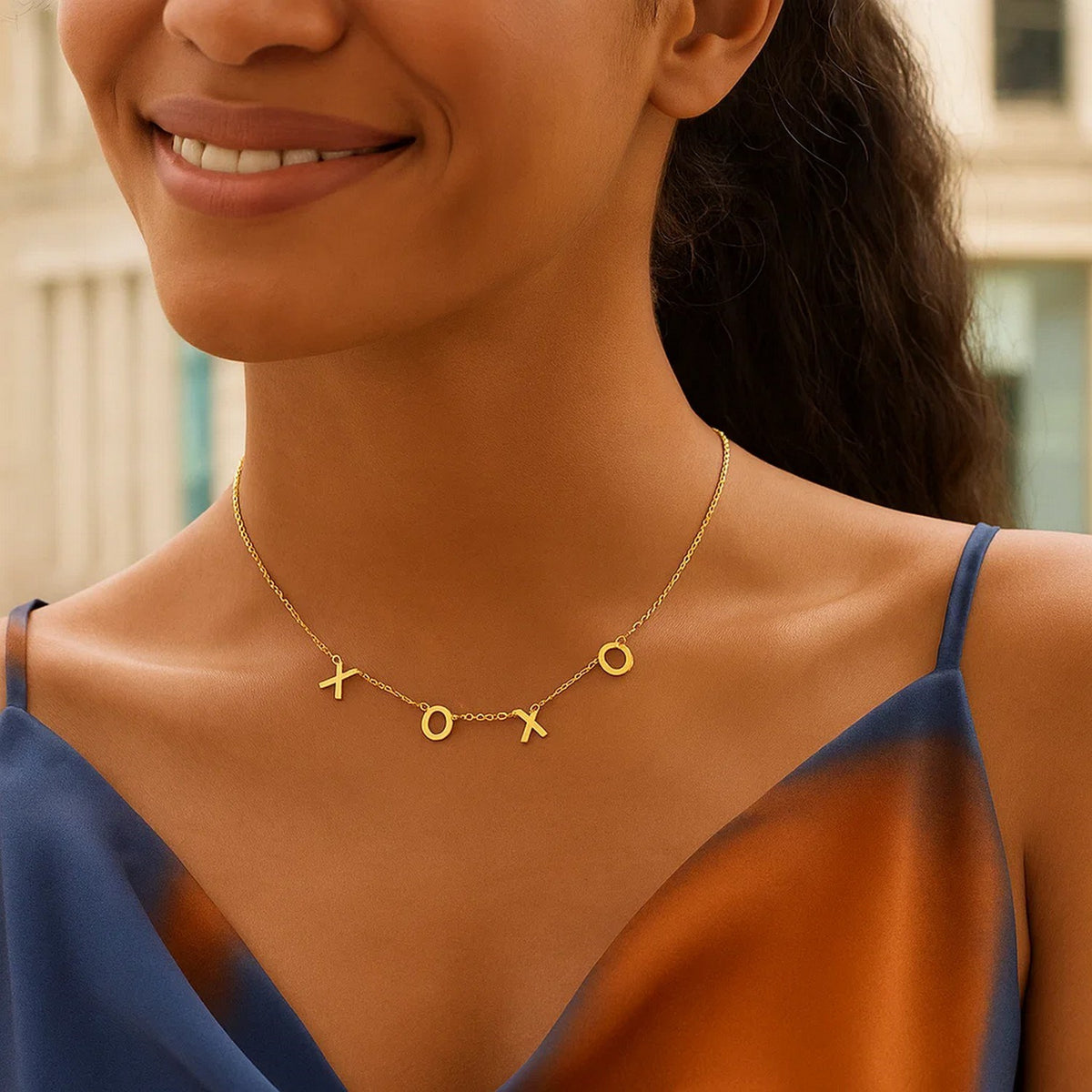 14K Yellow Gold XOXO Necklace, view 5