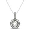 Milgrain Edge Diamond Halo Pendant in 14k White Gold (5/8 cttw)