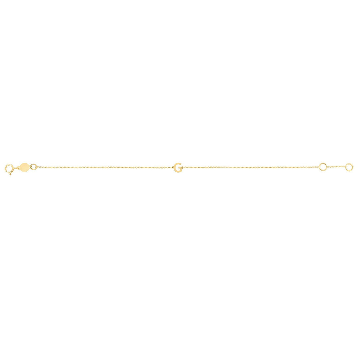 14K Yellow Gold Mini Initial G Bracelet, view 2