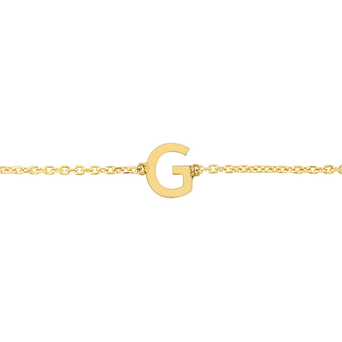 14K Yellow Gold Mini Initial G Bracelet, view 3