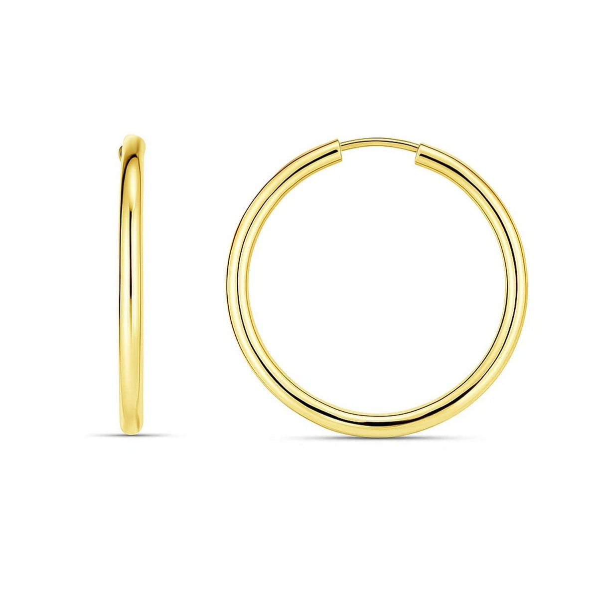 14K Yellow Gold Endless Round Hoop Earrings (2x21.00 mm)