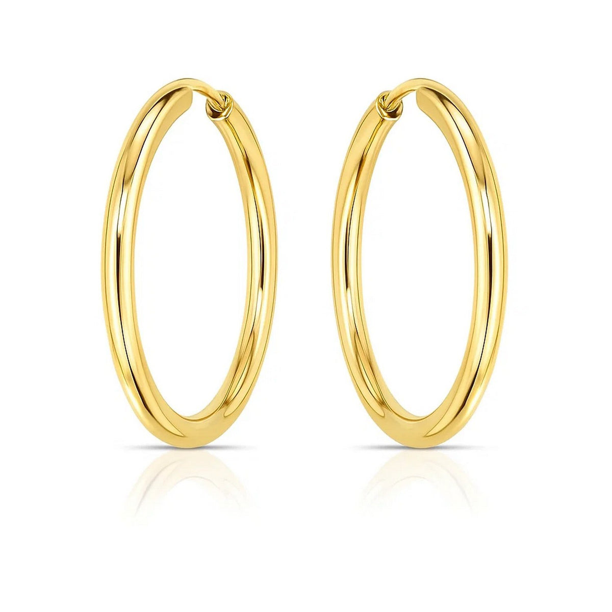 14K Yellow Gold Endless Round Hoop Earrings (2x21.00 mm), view 2