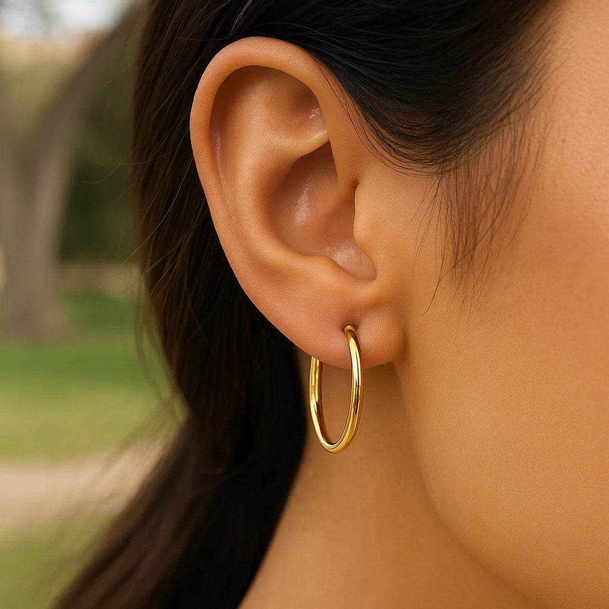 14K Yellow Gold Endless Round Hoop Earrings (2x21.00 mm), view 5