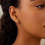 14K Yellow Gold Yours Truly Initial T Stud Earrings, view 2