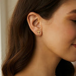 14K Yellow Gold Yours Truly Initial T Stud Earrings, view 3
