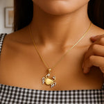 Crab Necklace in 10K Two Tone Yellow Gold, view 5