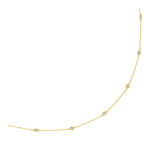 14K Yellow Gold Station Necklace with Round Diamonds