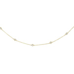 14K Yellow Gold Station Necklace with Round Diamonds, view 2