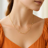 14K Yellow Gold Station Necklace with Round Diamonds, view 3